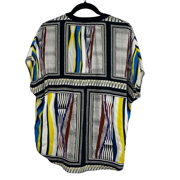 DIANE VON FURSTENBERG Alana Multicolor Geometric Silk Blouse Tunic Top 12 DVF - Picture 2 of 10